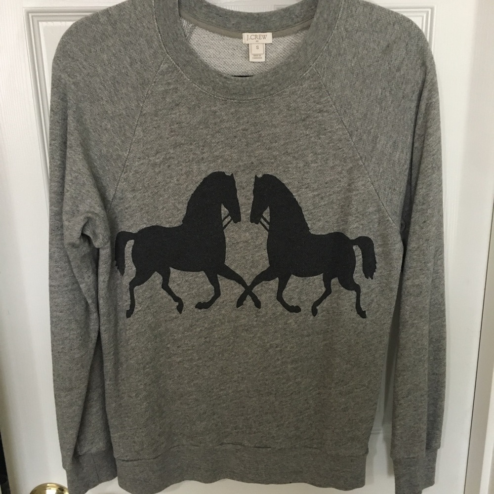 Jcrew gray sweatshirt with horses.